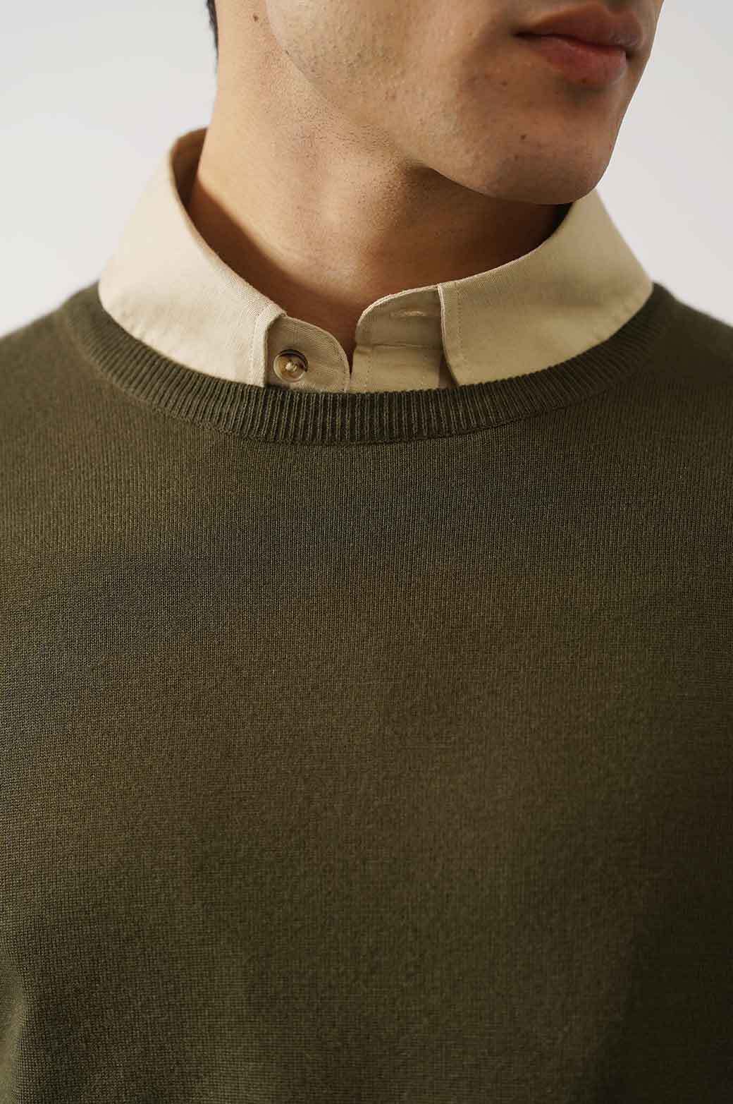 OLIVE SOFT TEXTURED SWEATER