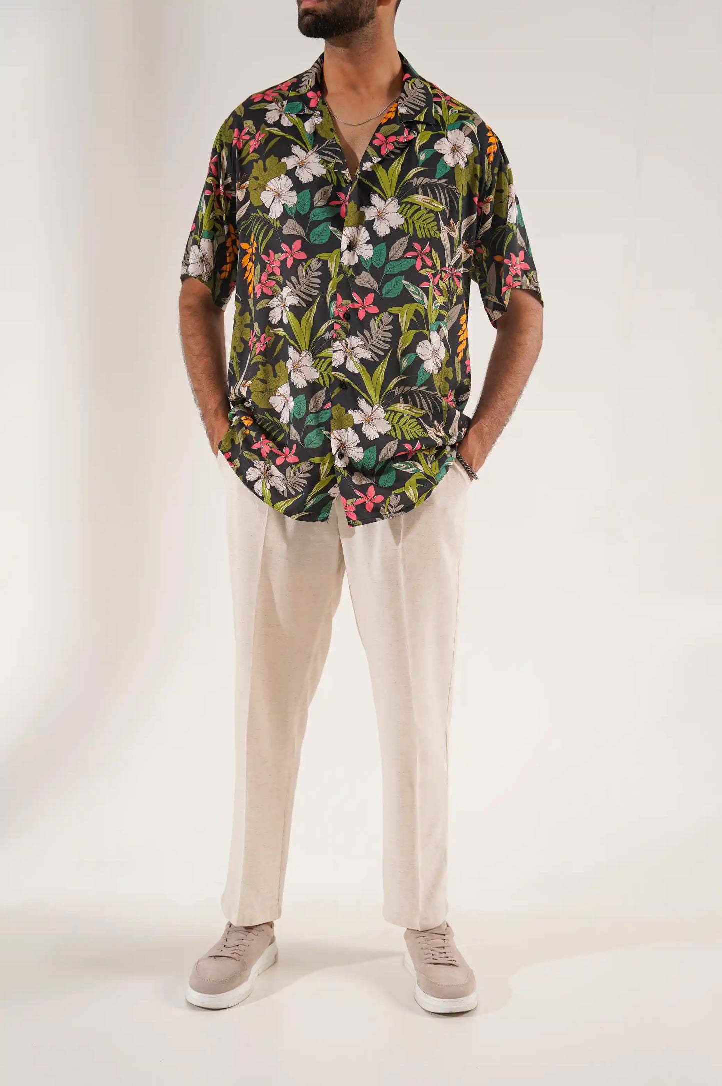 BLACK SAFARI BUTTON DOWN SHIRT