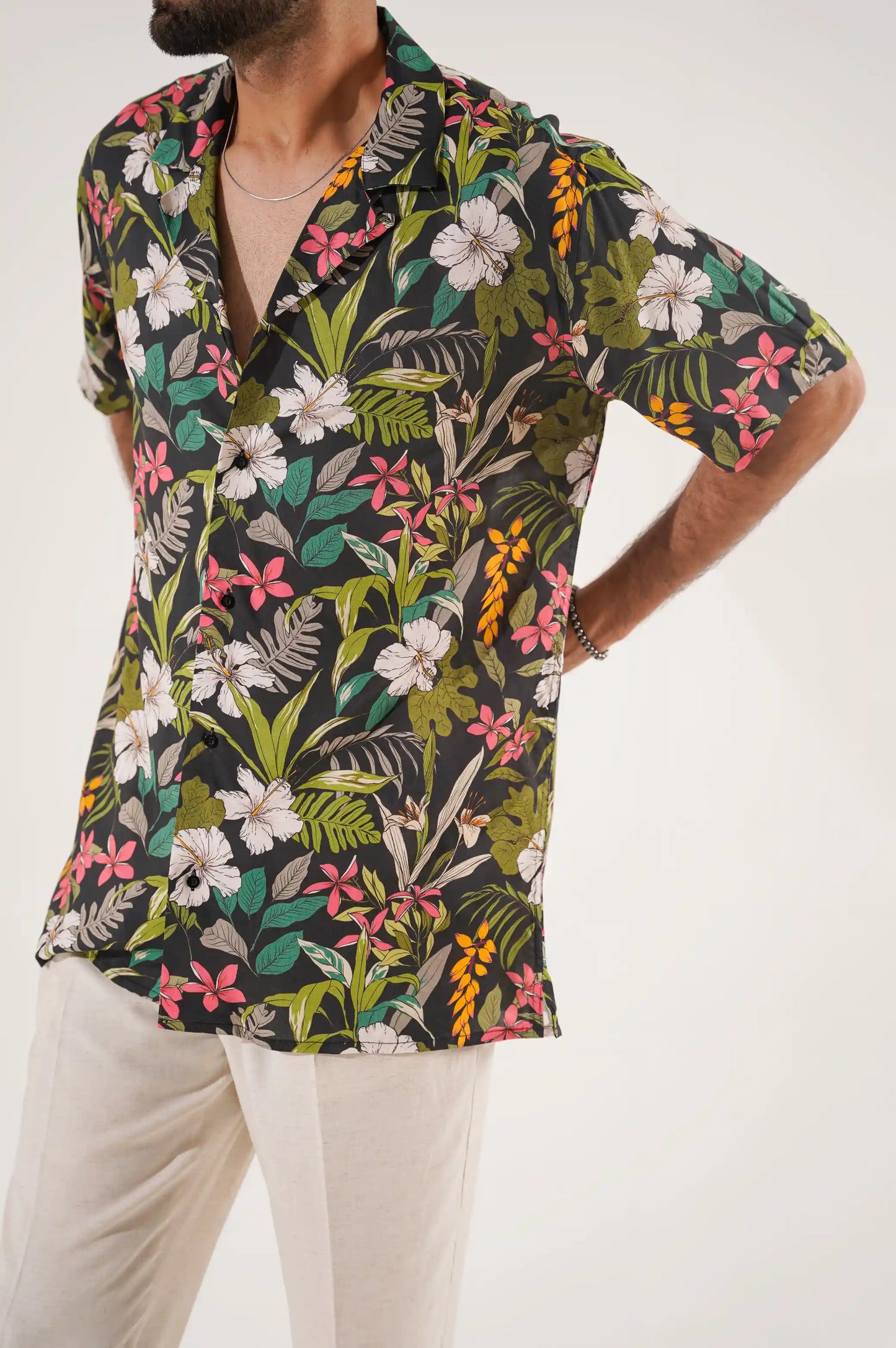 BLACK SAFARI BUTTON DOWN SHIRT