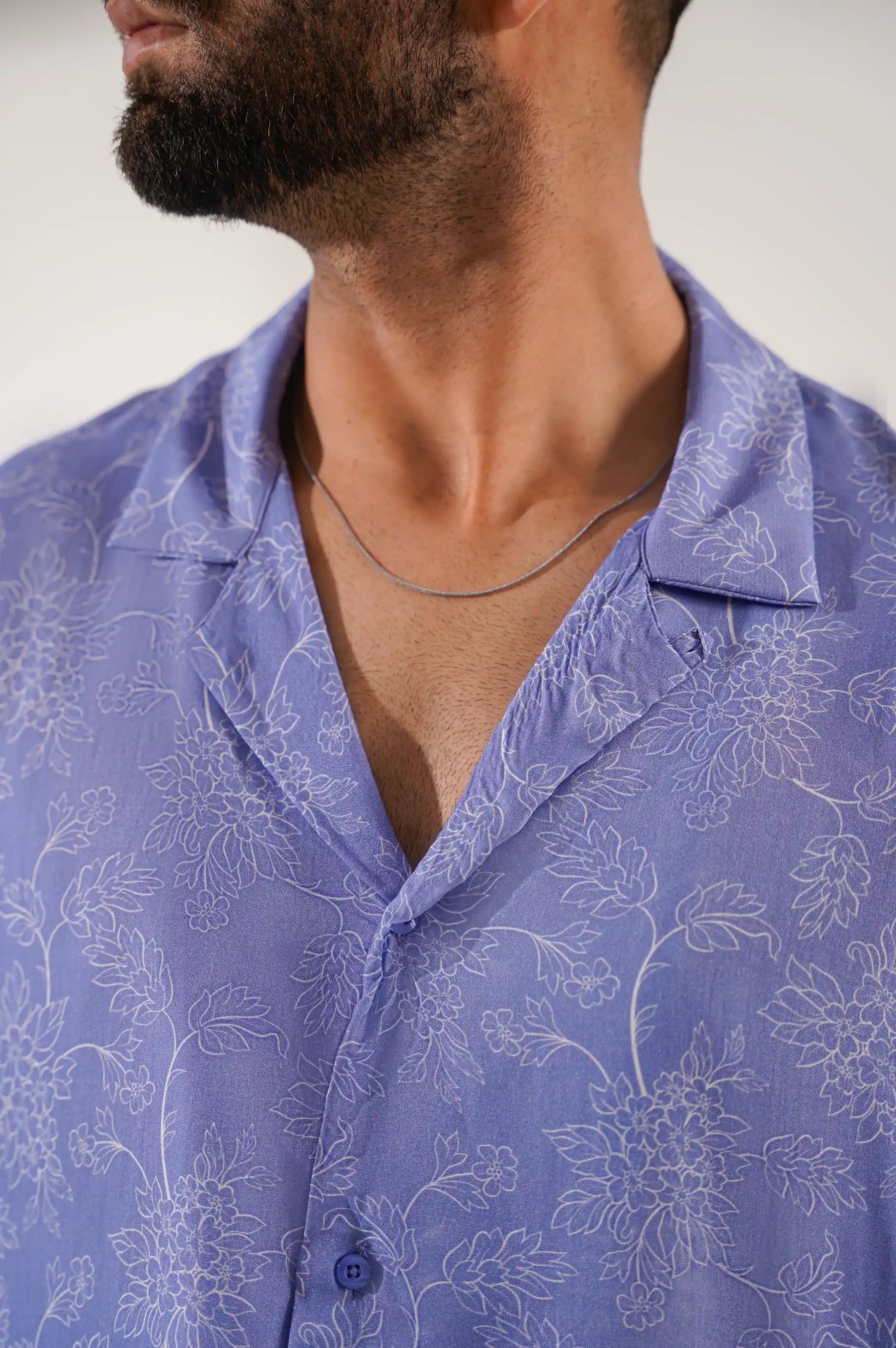 BLUE SAFARI PRINTED BUTTON DOWN SHIRT