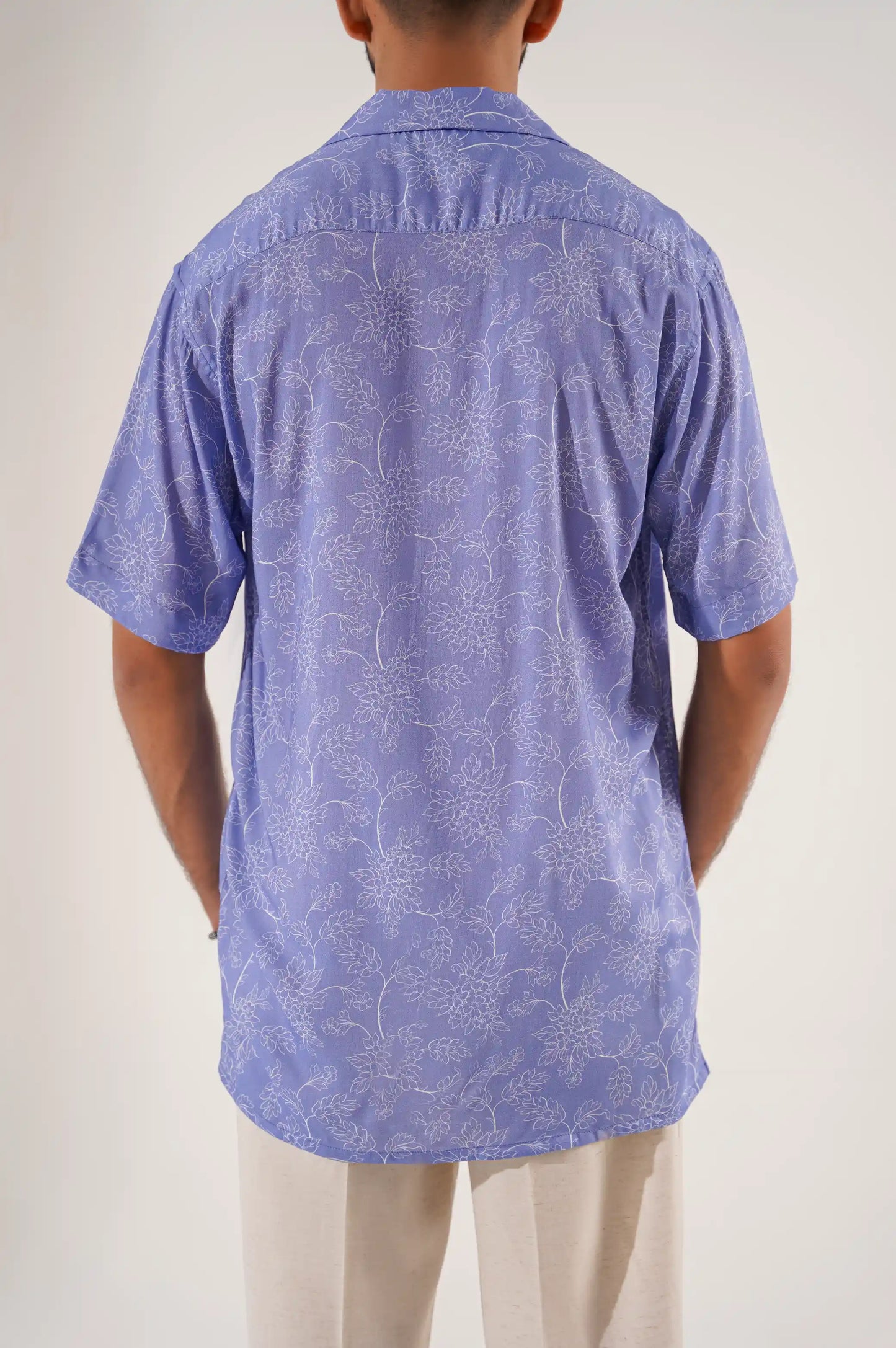 BLUE SAFARI PRINTED BUTTON DOWN SHIRT