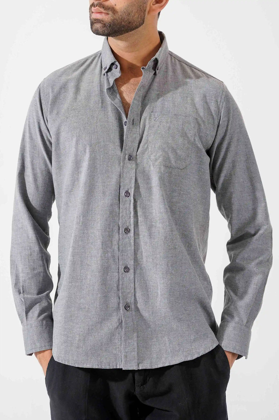 CHARCOAL EVERYDAY BUTTON COLLAR SHIRT