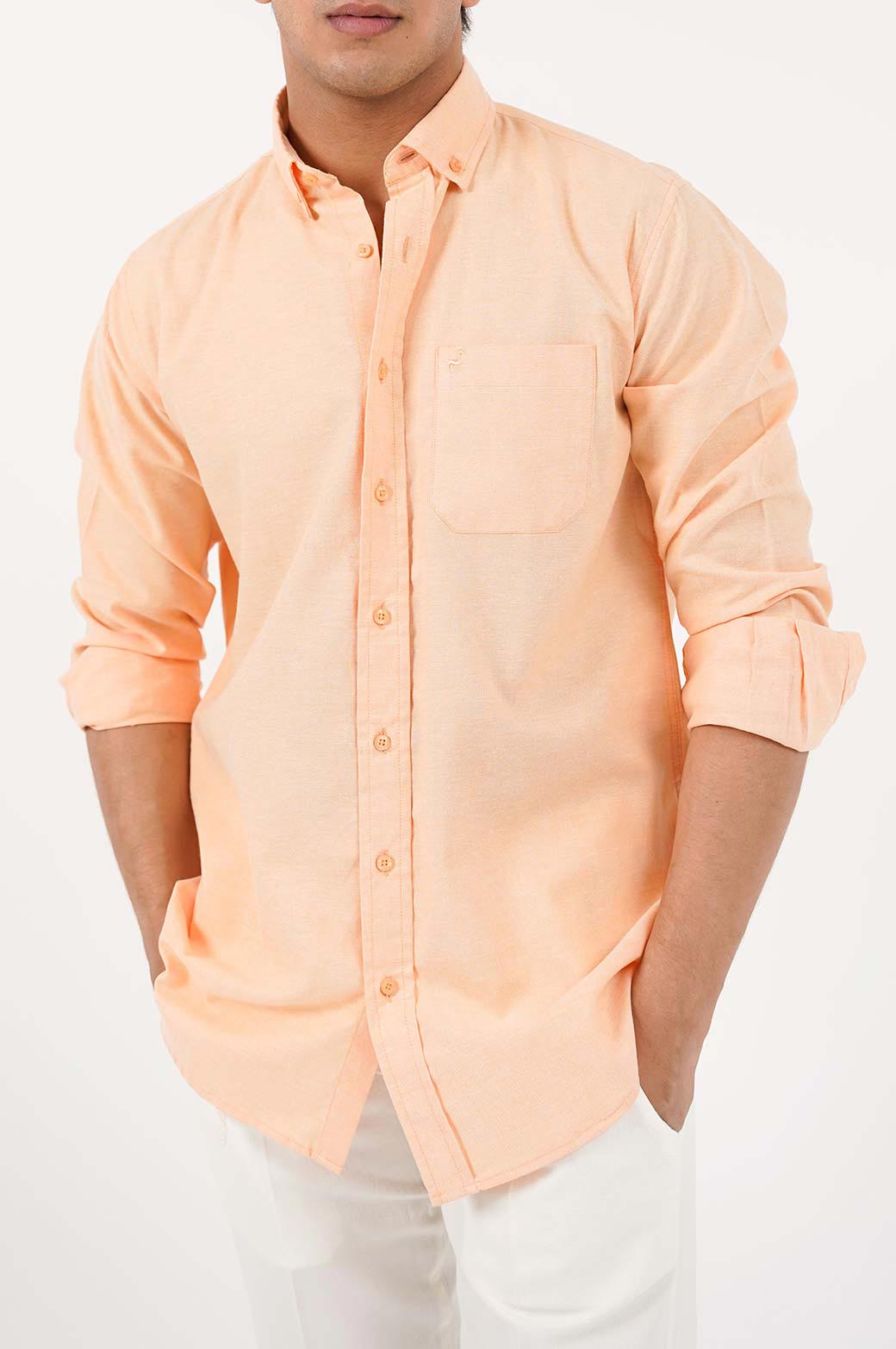 ORANGE BUTTON COLLAR SHIRT