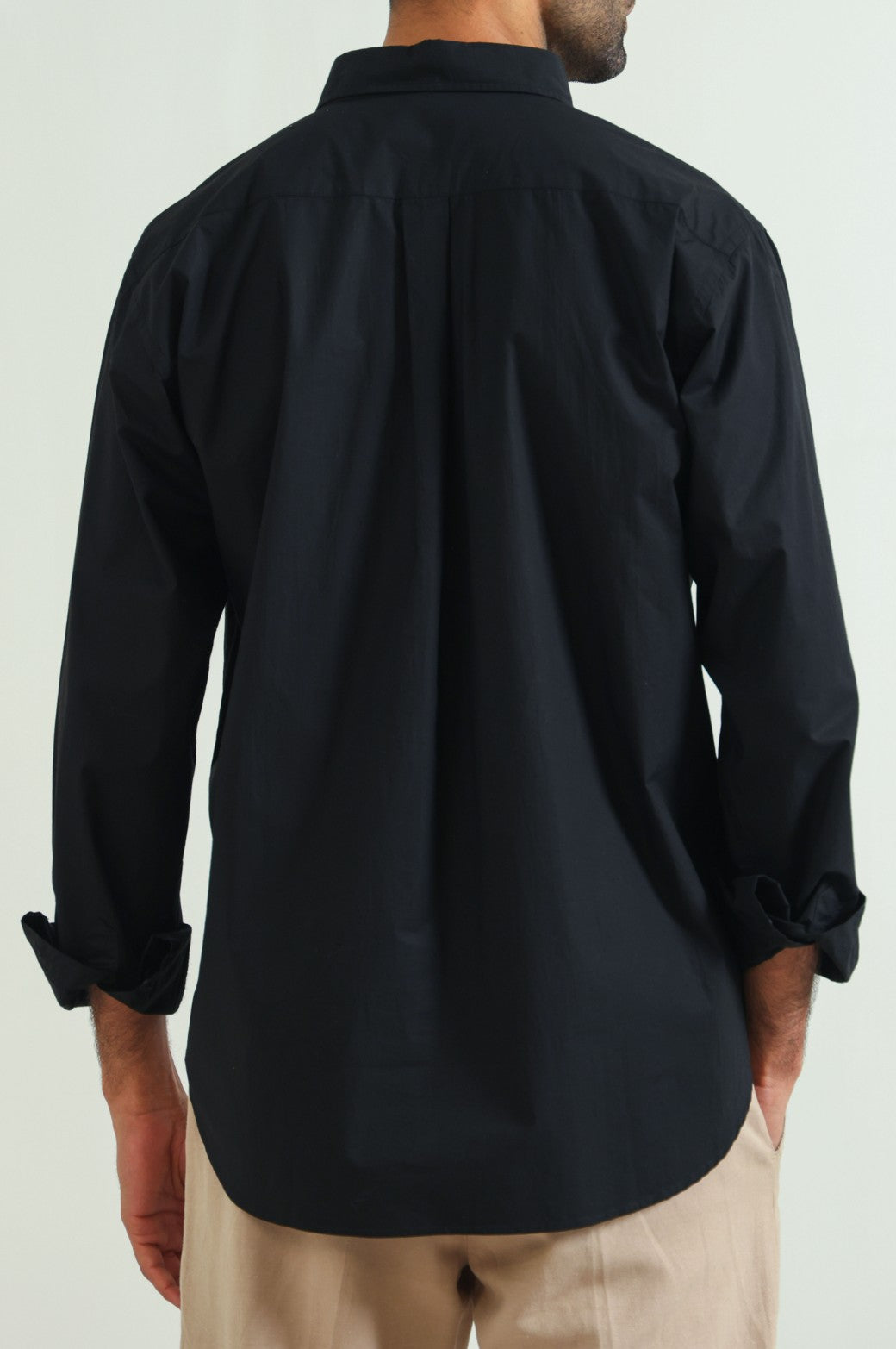 BLACK POPLIN POCKET SHIRT
