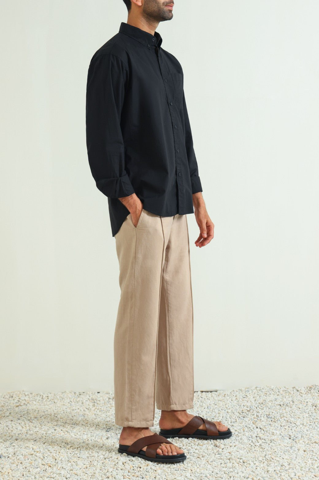 BLACK POPLIN POCKET SHIRT