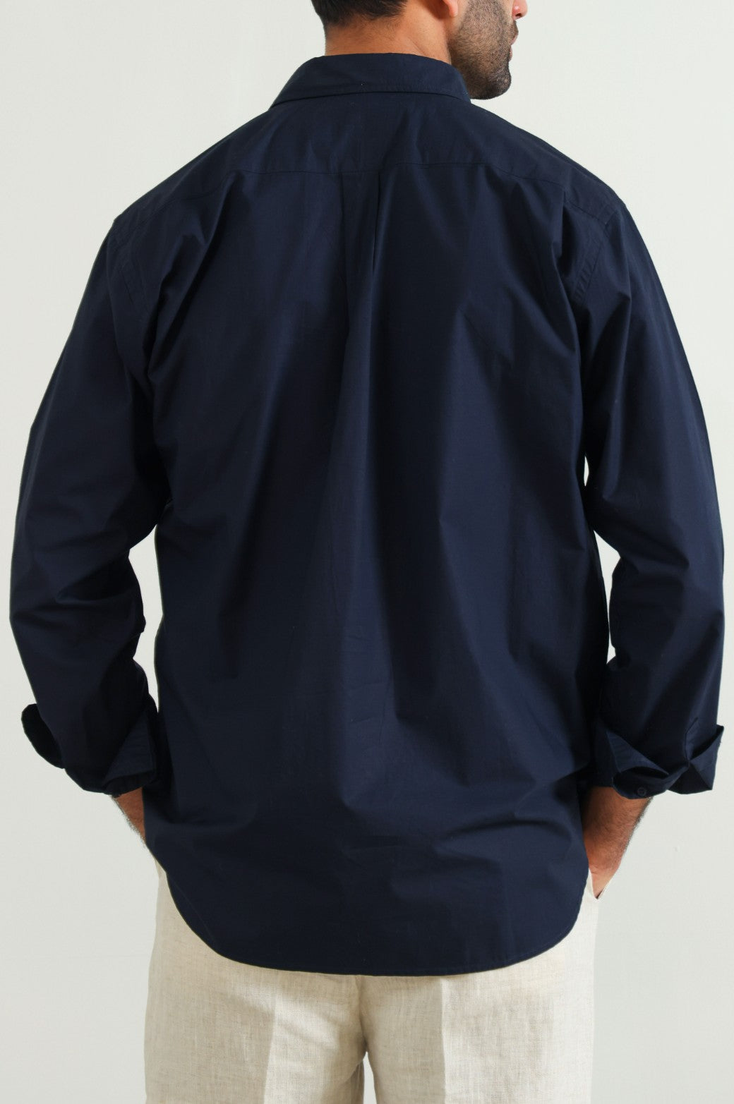 NAVY POPLIN POCKET SHIRT