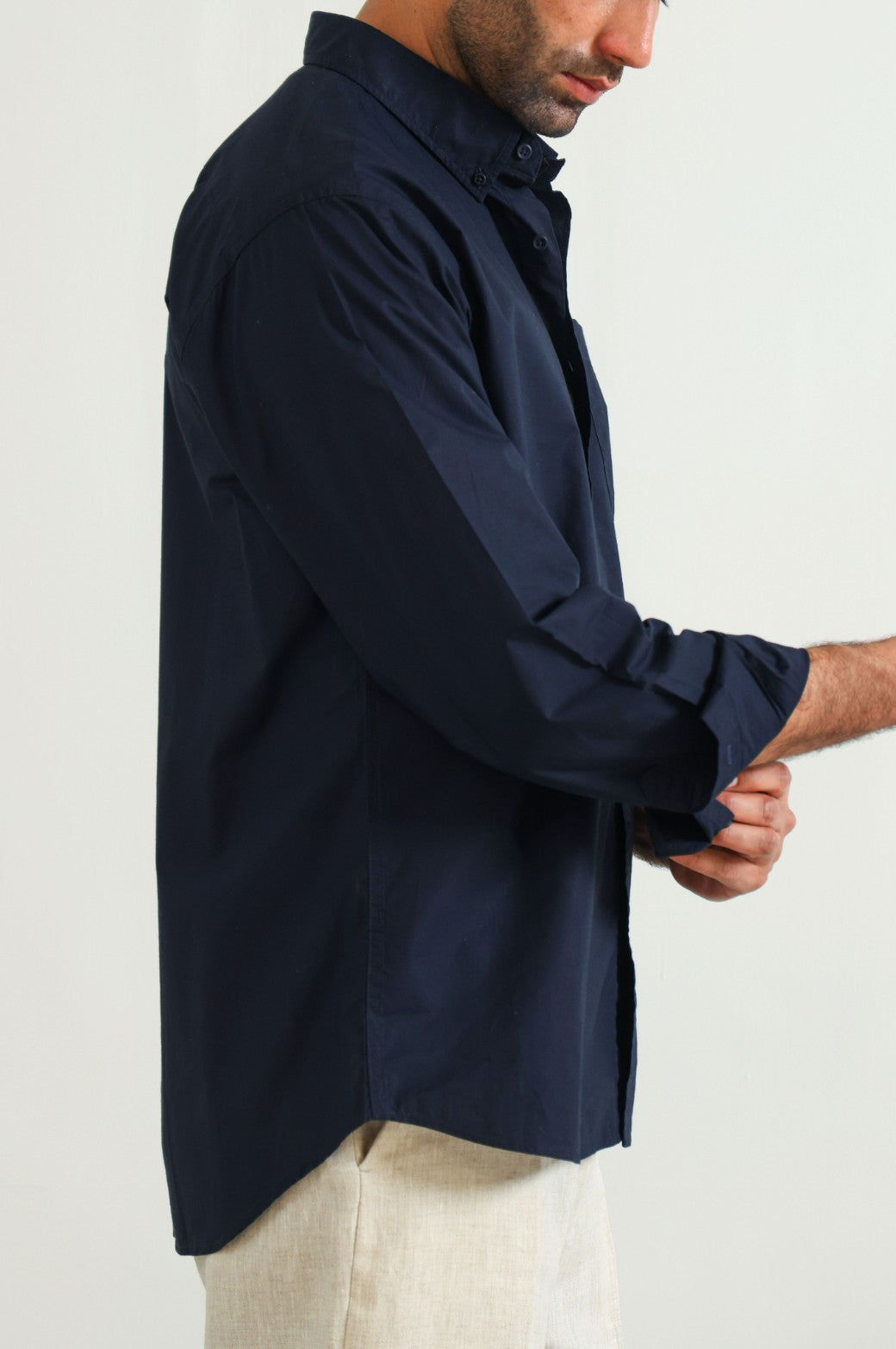 NAVY POPLIN POCKET SHIRT