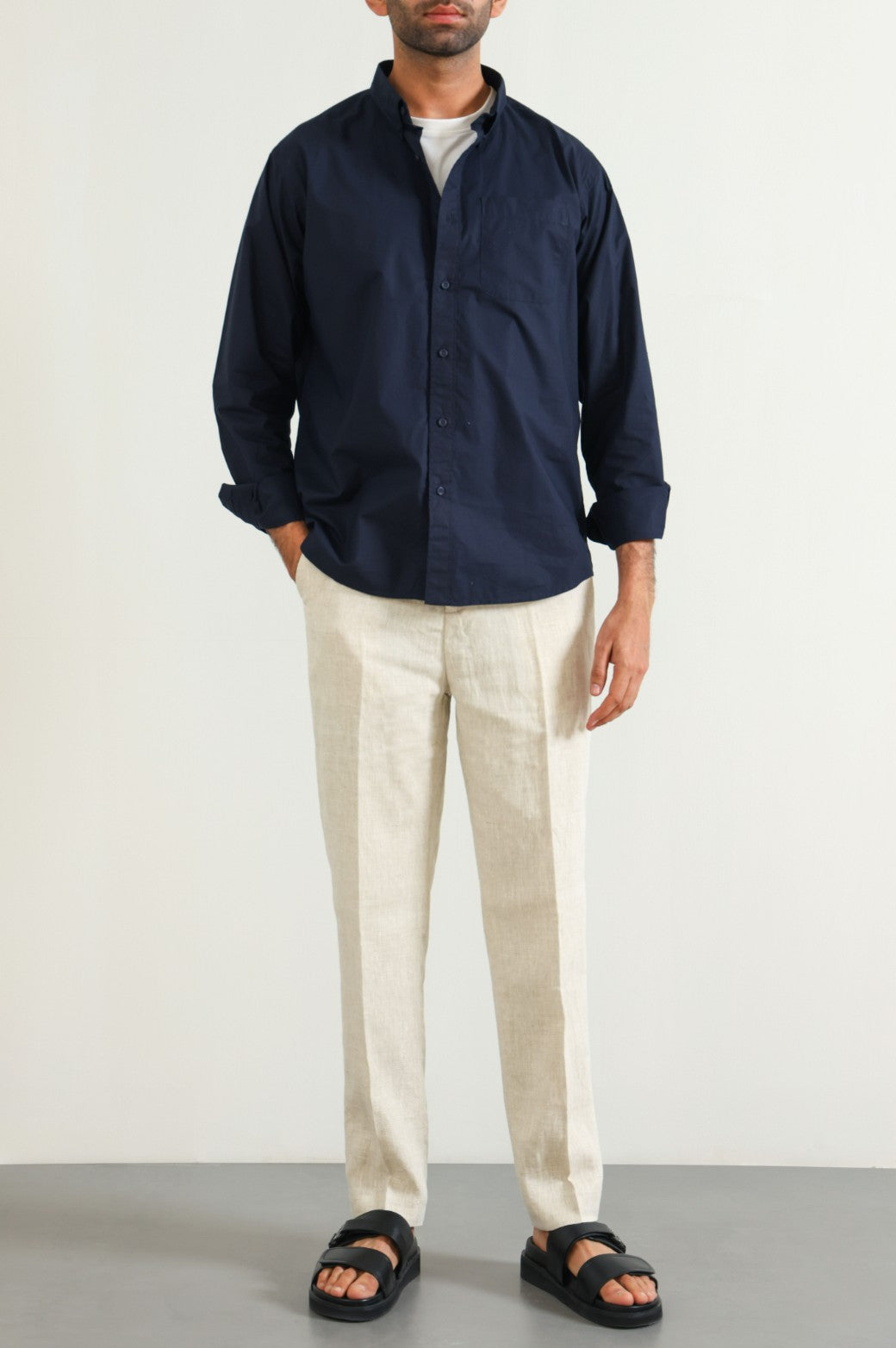 NAVY POPLIN POCKET SHIRT