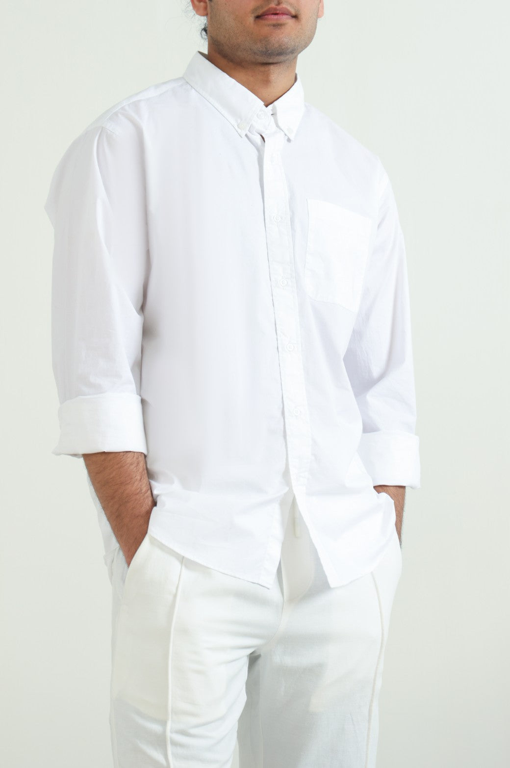 WHITE POPLIN POCKET SHIRT