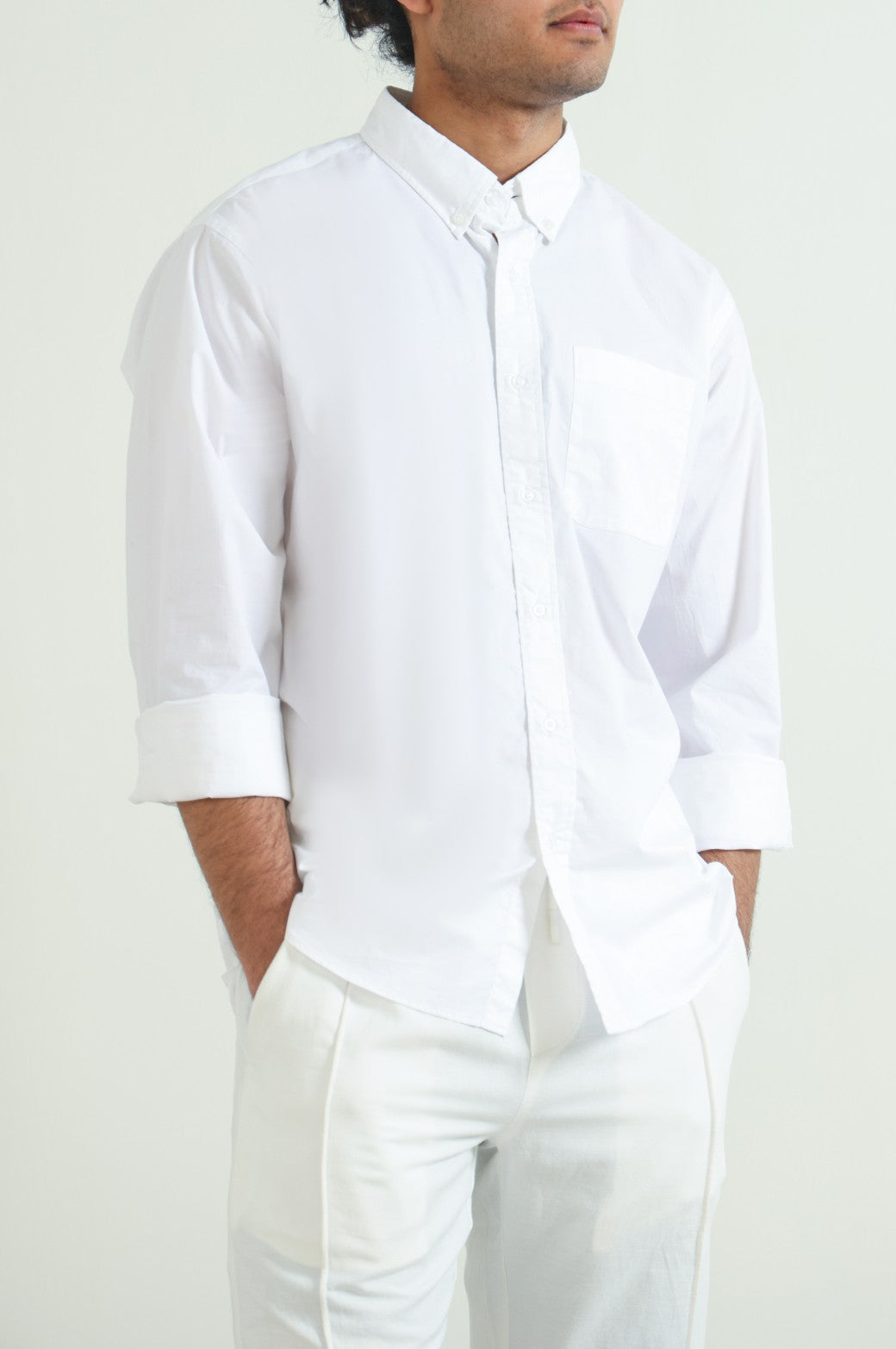 WHITE POPLIN POCKET SHIRT
