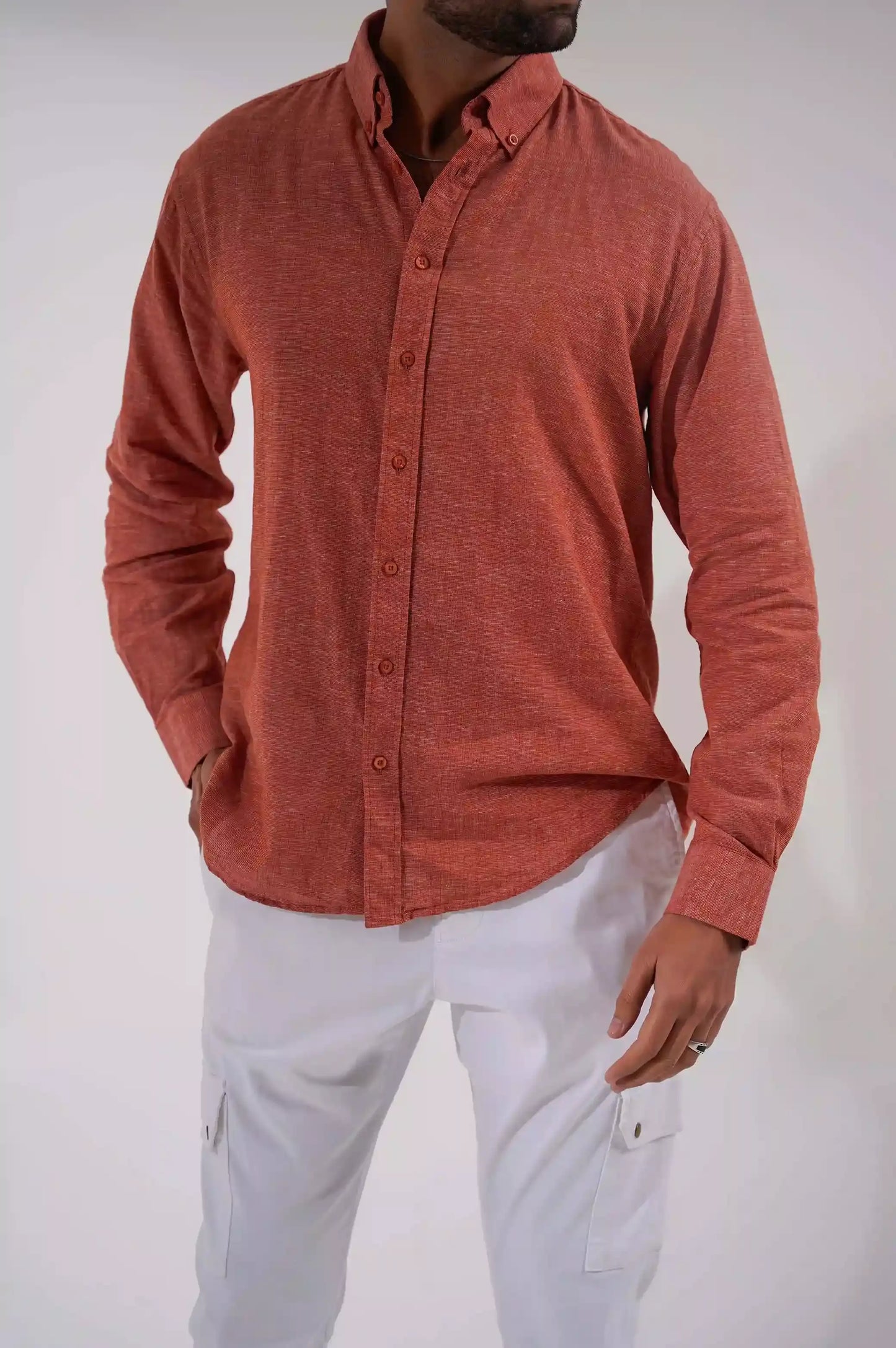 RUST MAN BUTTON DOWN SHIRT
