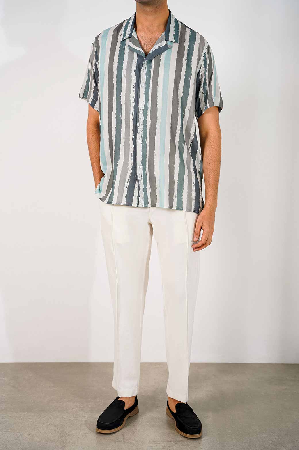 WHITE PRINTED SAFARI SHIRT