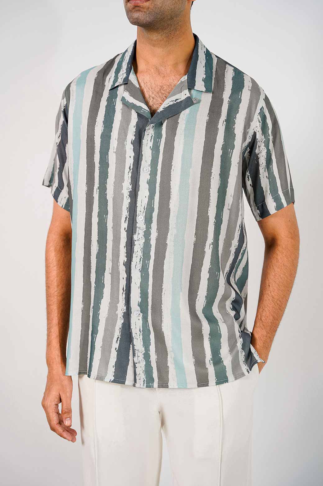 WHITE PRINTED SAFARI SHIRT