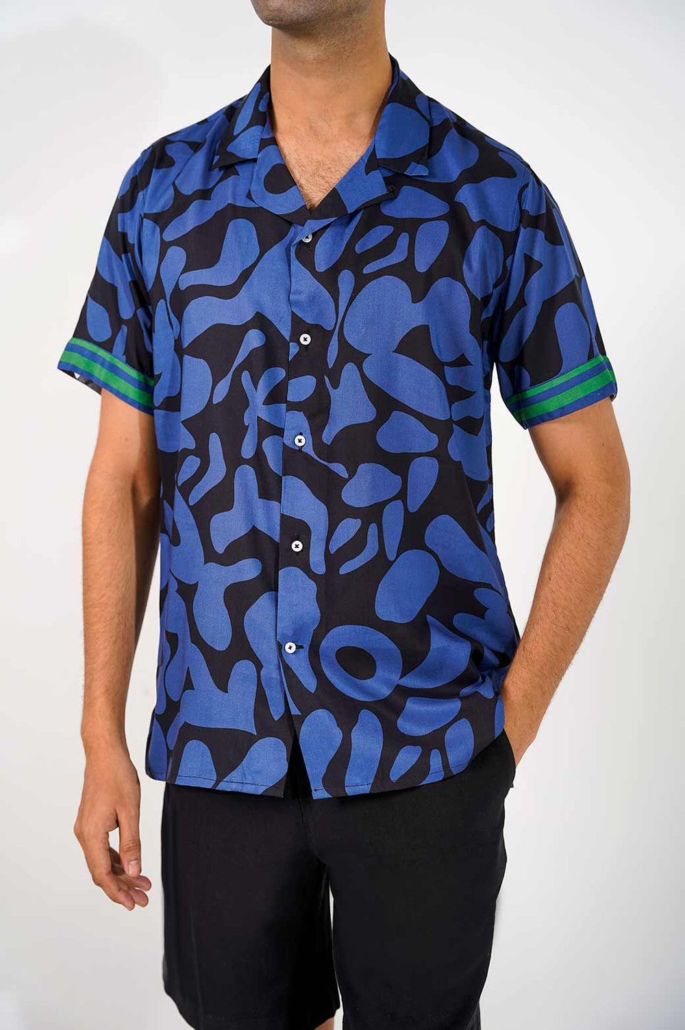 BLACK PRINTED SAFARI SHIRT