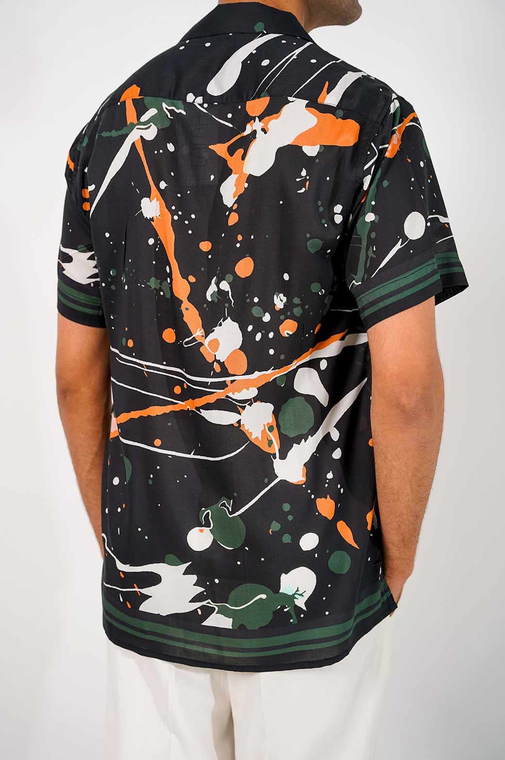 BLACK PRINTED SAFARI SHIRT