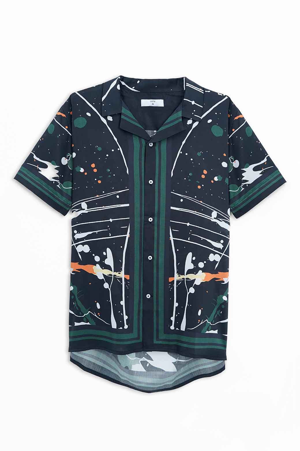 BLACK PRINTED SAFARI SHIRT