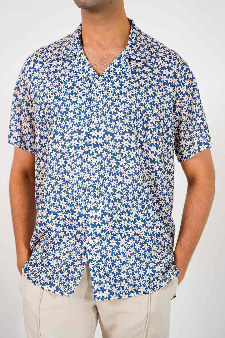 BLUE PRINTED SAFARI SHIRT