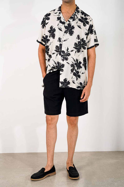 WHITE PRINTED SAFARI SHIRT