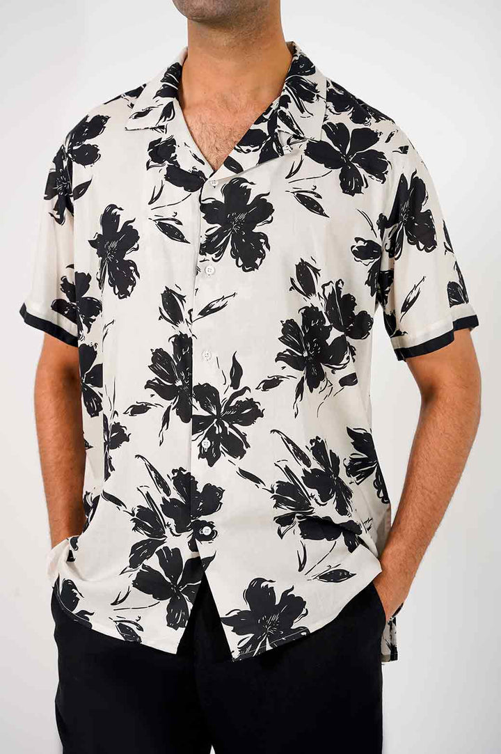WHITE PRINTED SAFARI SHIRT