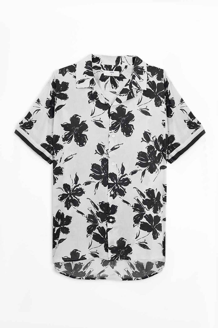WHITE PRINTED SAFARI SHIRT