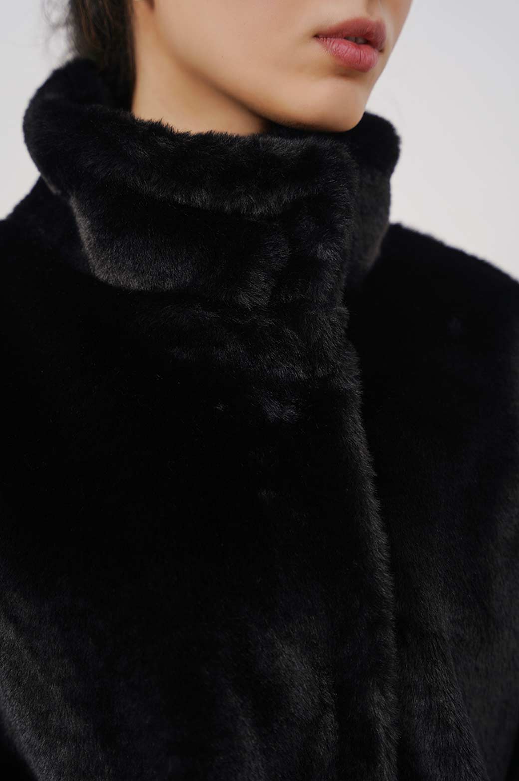 BLACK PLUSH FUR JACKET