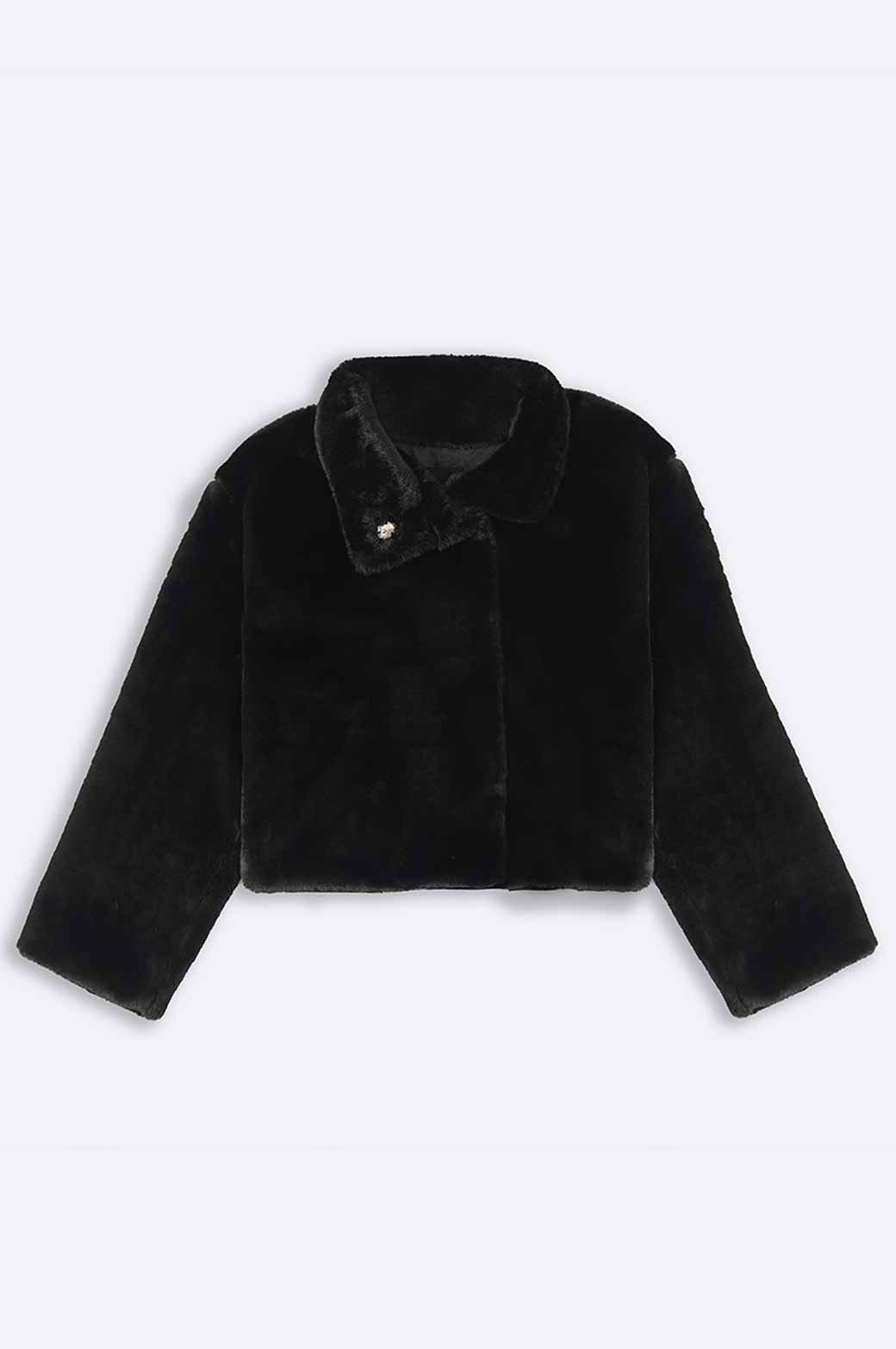 BLACK PLUSH FUR JACKET
