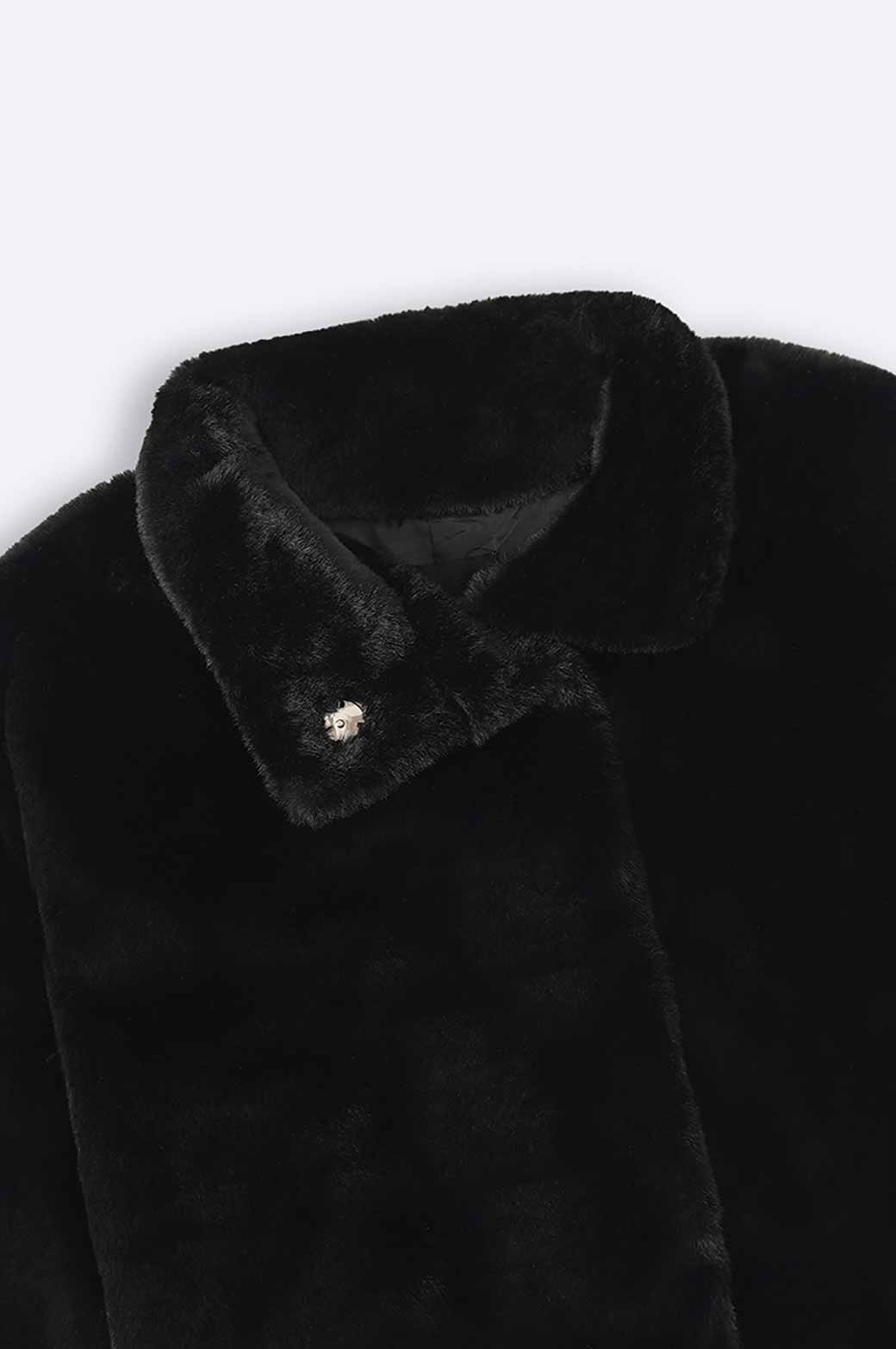 BLACK PLUSH FUR JACKET