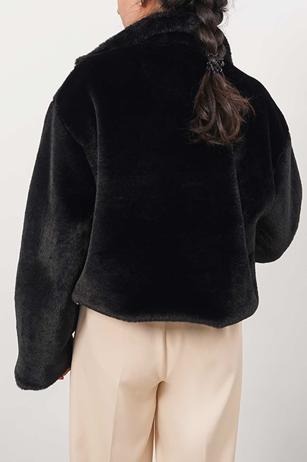 BLACK PLUSH FUR JACKET