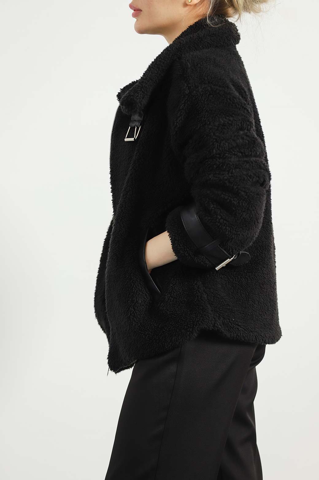 BLACK SOFT SHEARLING JACKET