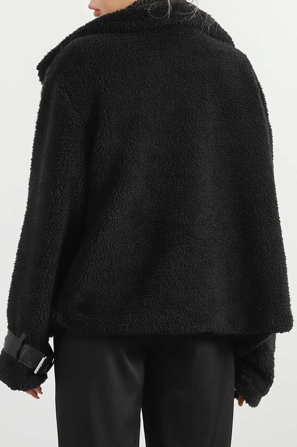 BLACK SOFT SHEARLING JACKET