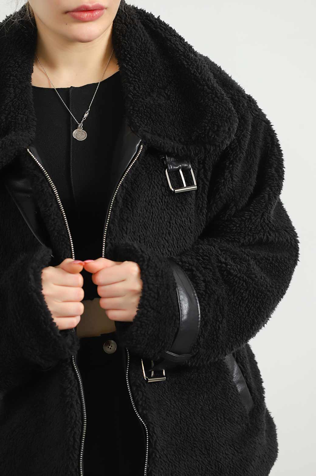 BLACK SOFT SHEARLING JACKET