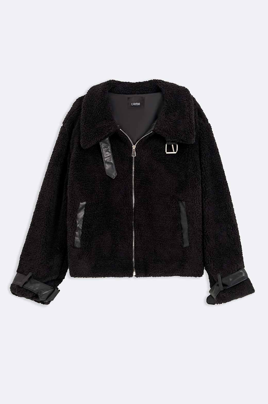 BLACK SOFT SHEARLING JACKET