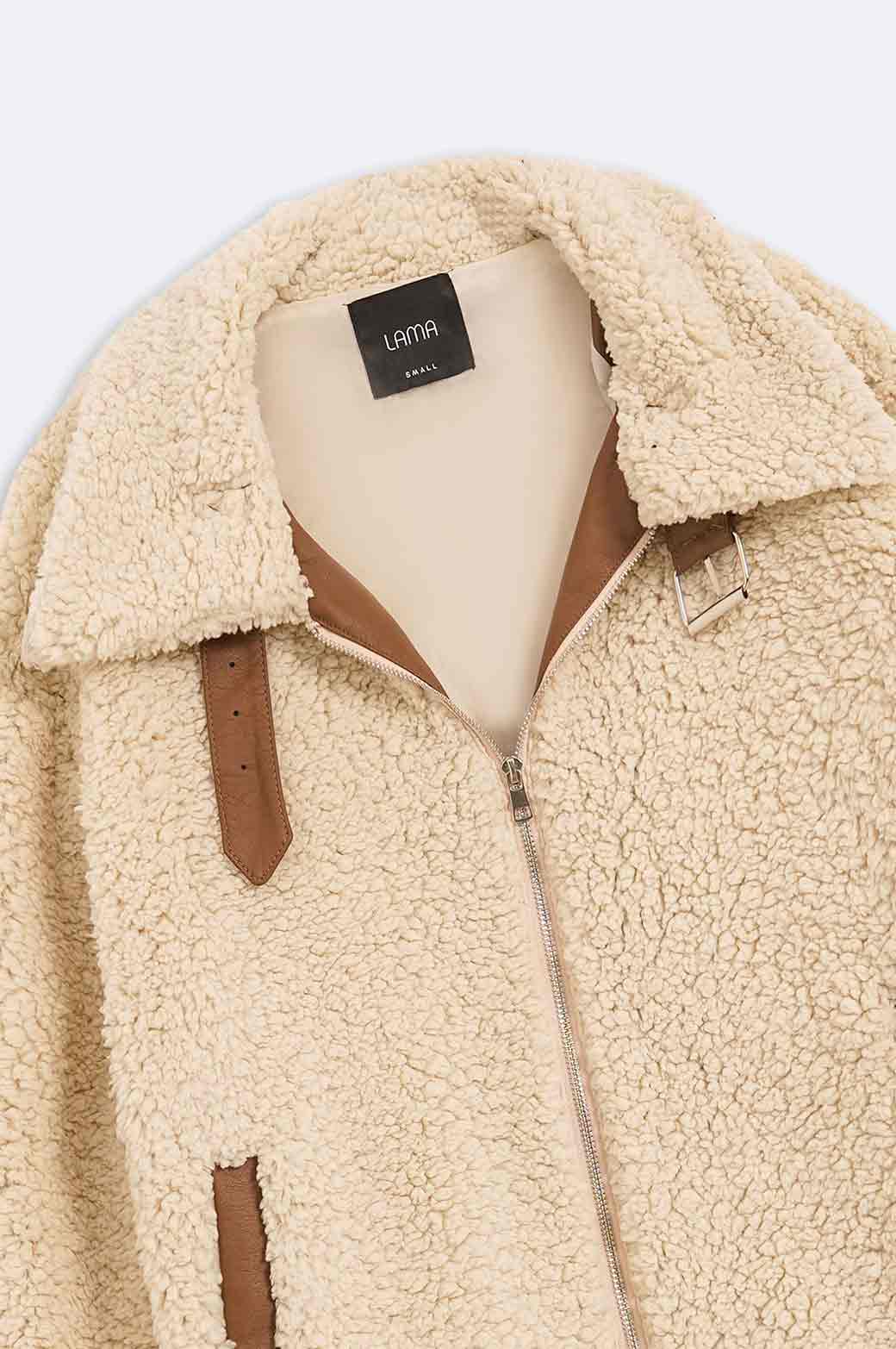 OFF WHITE SOFT SHEARLING JACKET