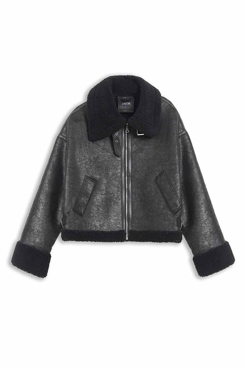 ALL BLACK ROXY SUEDE SHEARLING JACKET
