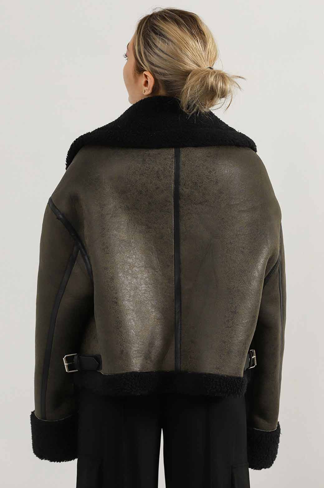 OLIVE ROXY SUEDE SHEARLING JACKET