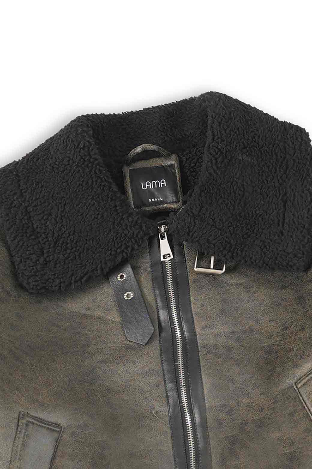 OLIVE ROXY SUEDE SHEARLING JACKET