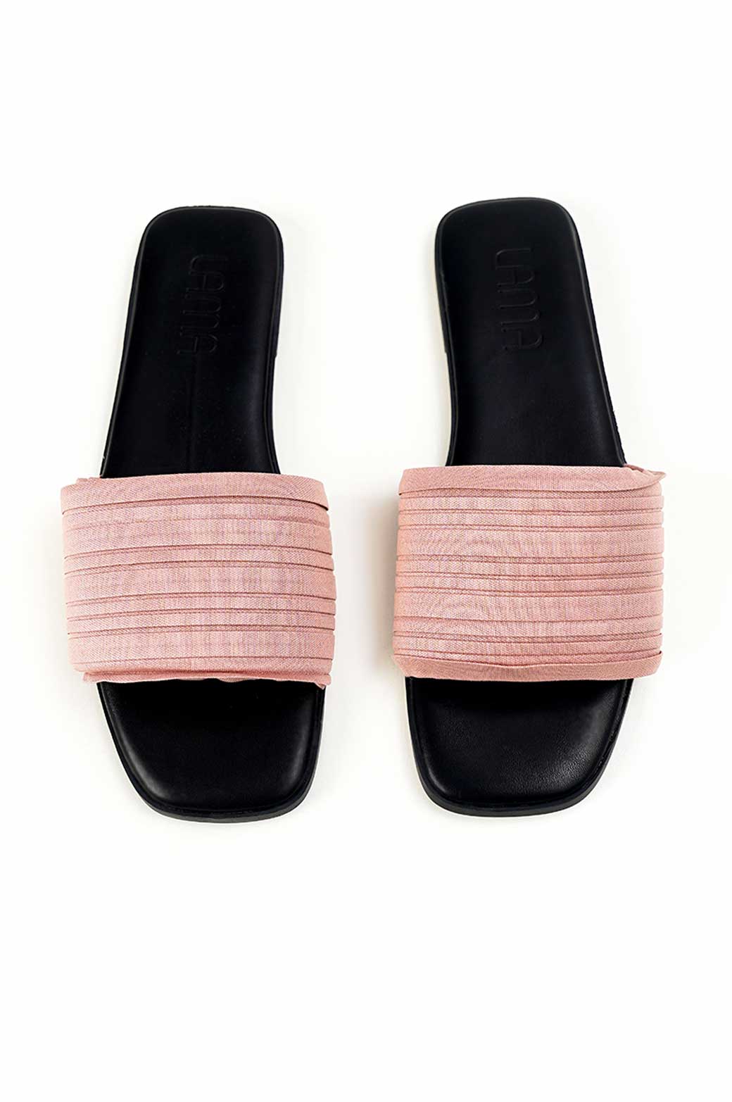 DIRTY PINK PLEATED SLIDE