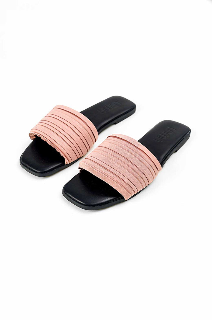 DIRTY PINK PLEATED SLIDE