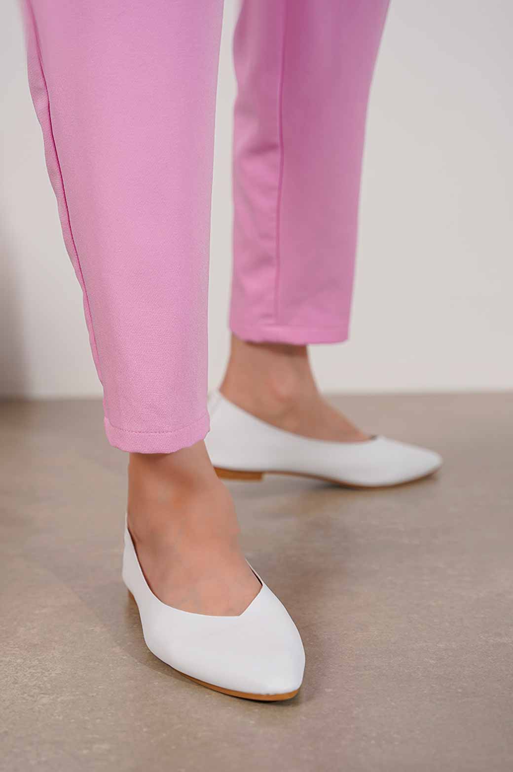 WHITE BASIC BALLERINA PUMPS