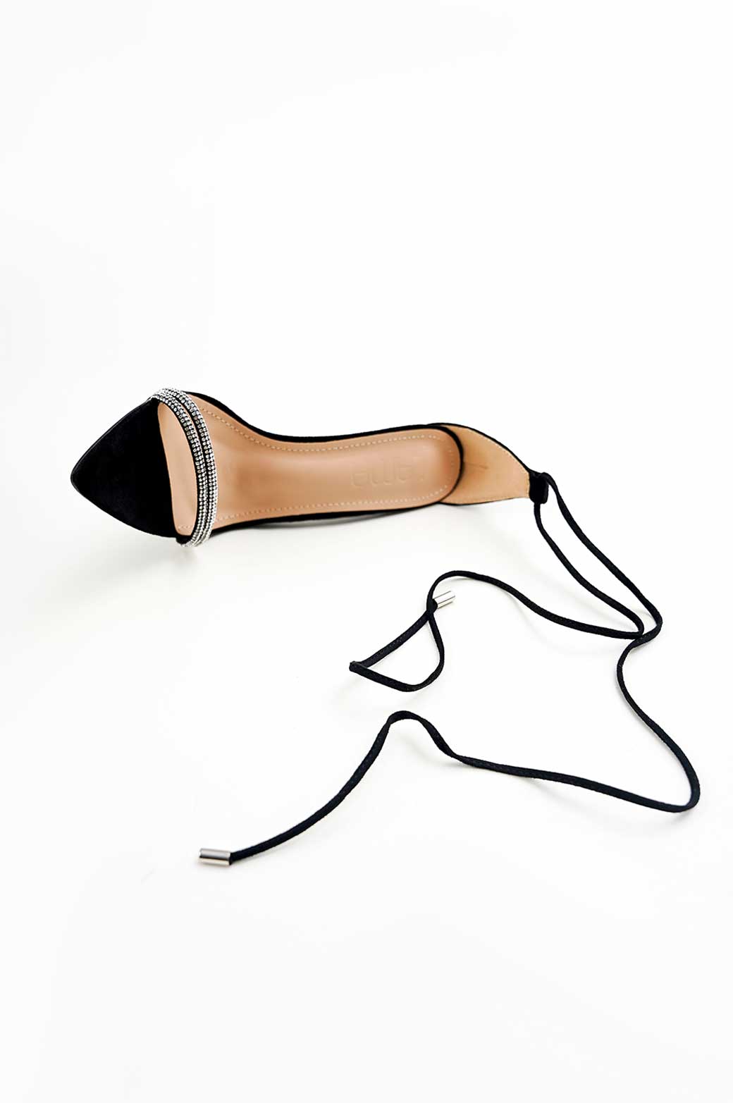 BLACK CRYSTAL STRAPPY HEEL