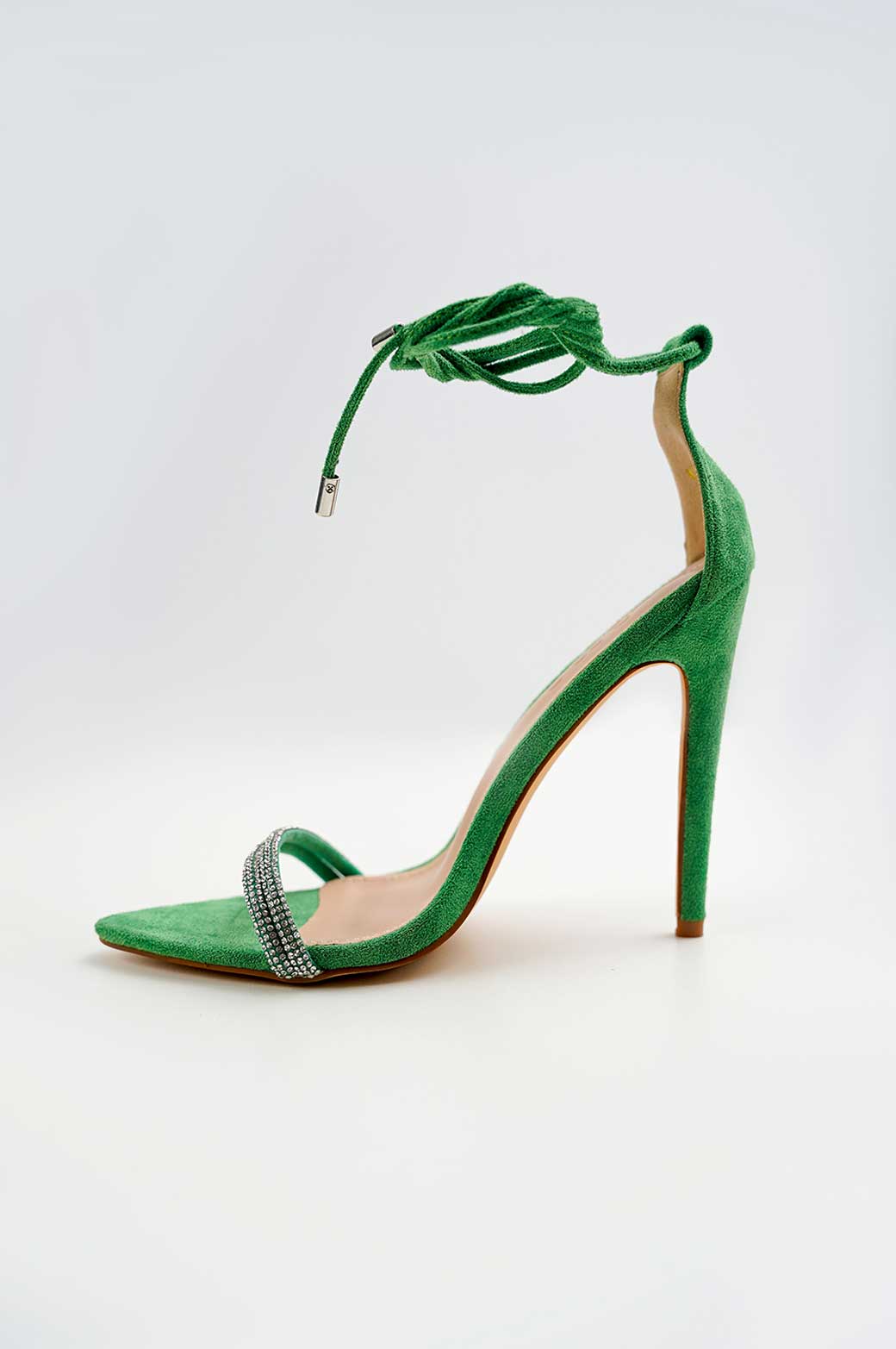 GREEN CRYSTAL STRAPPY HEEL