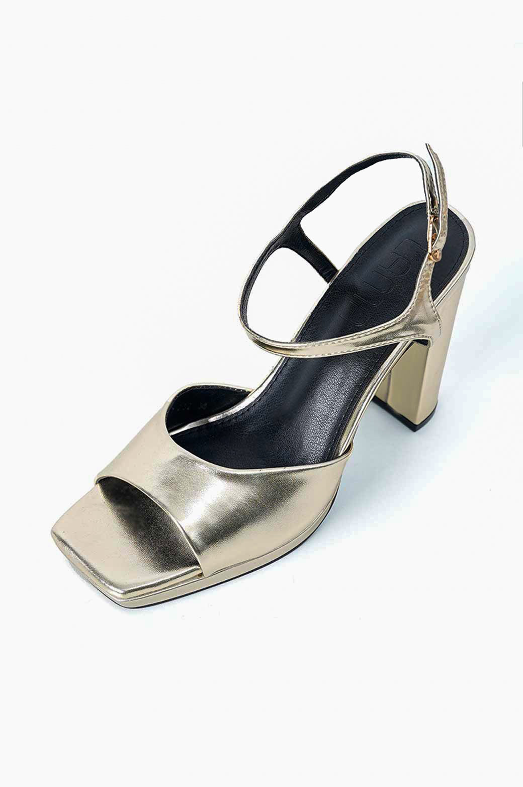 GOLD PLATFORM BLOCK HEEL