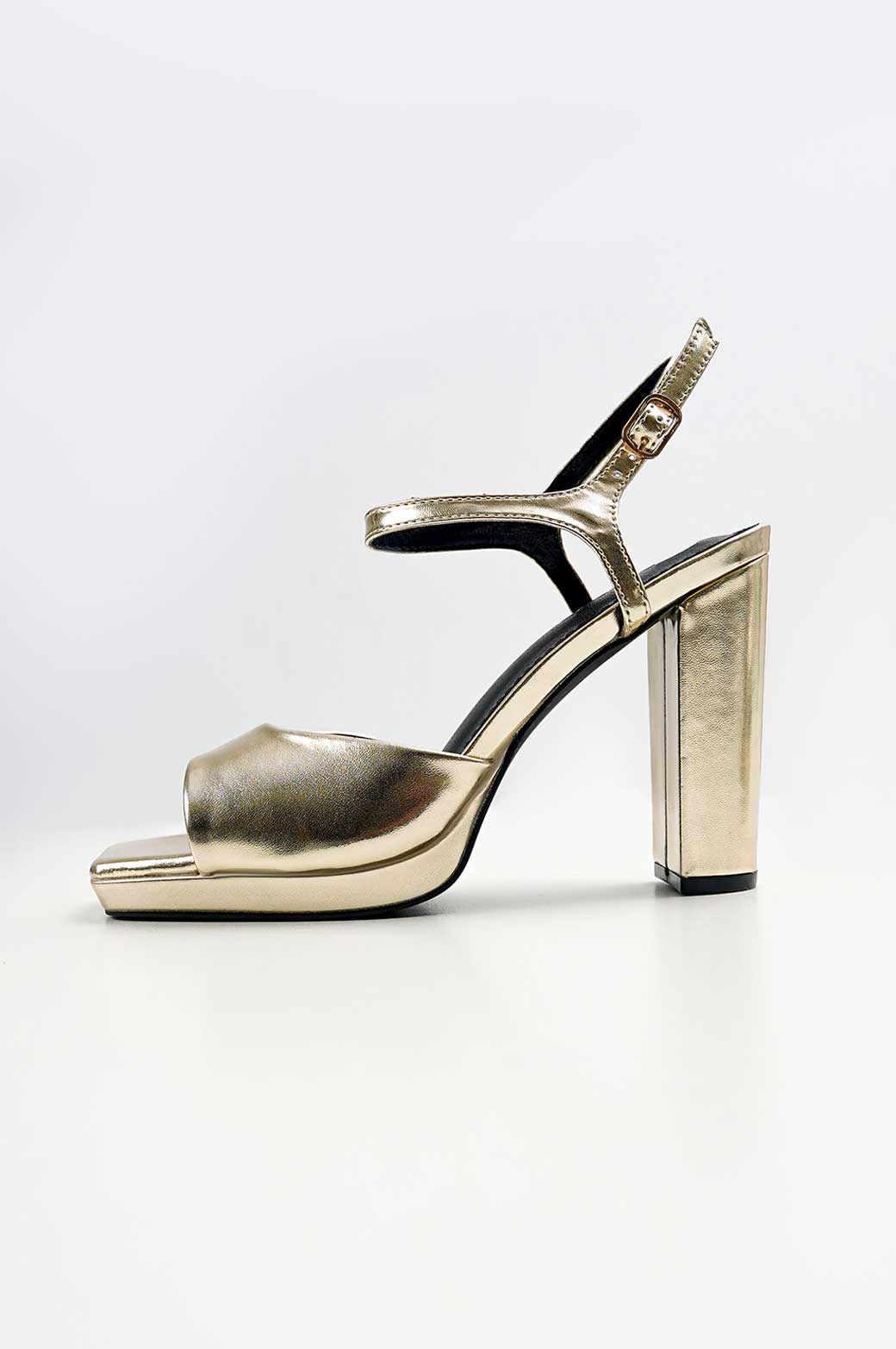 GOLD PLATFORM BLOCK HEEL