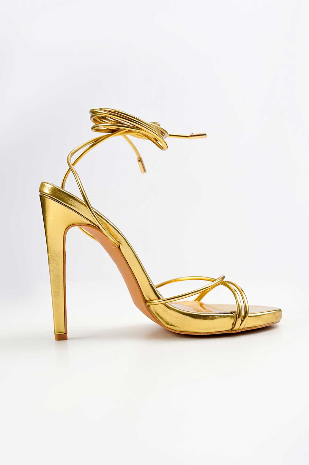 GOLD METALLIC STRAPPY HEEL