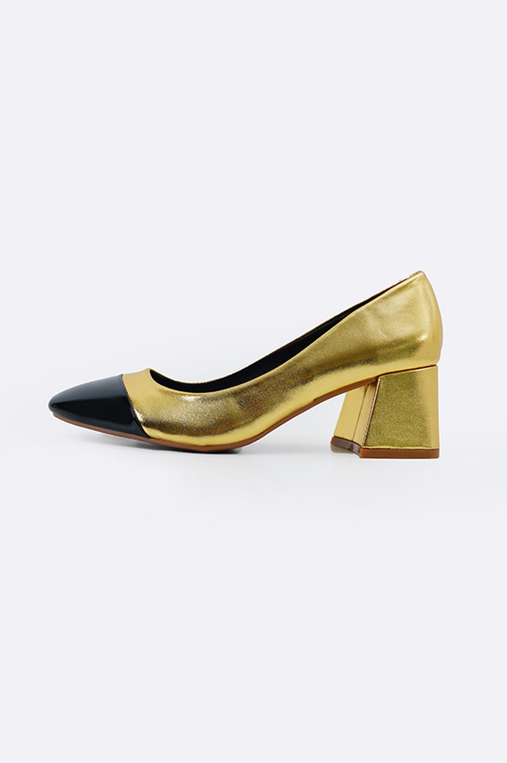 GOLD CONTRAST BLOCK HEEL