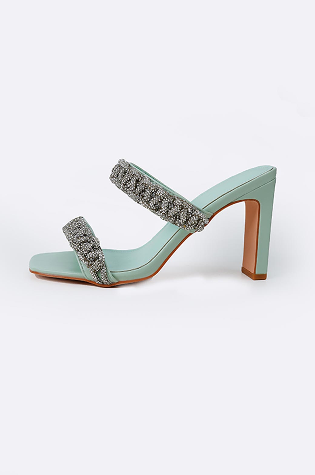 GREEN CRYSTAL ROPE HEELS