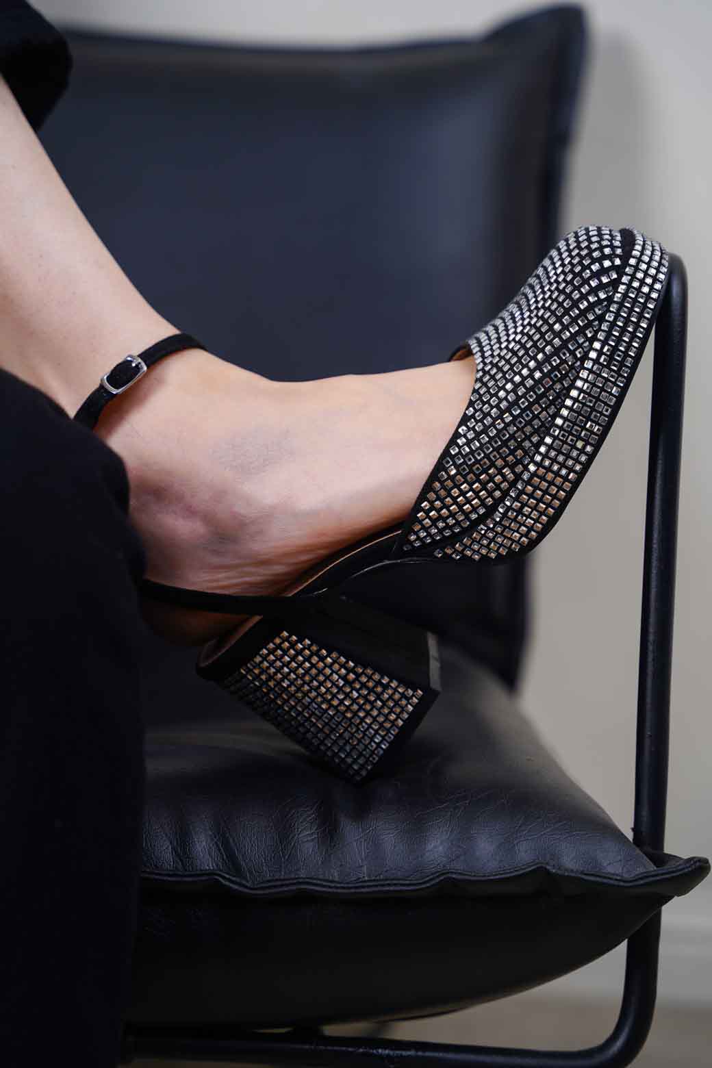 BLACK CRYSTAL STUDDED PLATFORMS