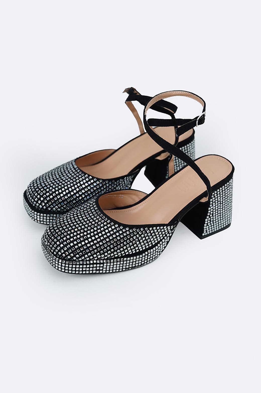 BLACK CRYSTAL STUDDED PLATFORMS