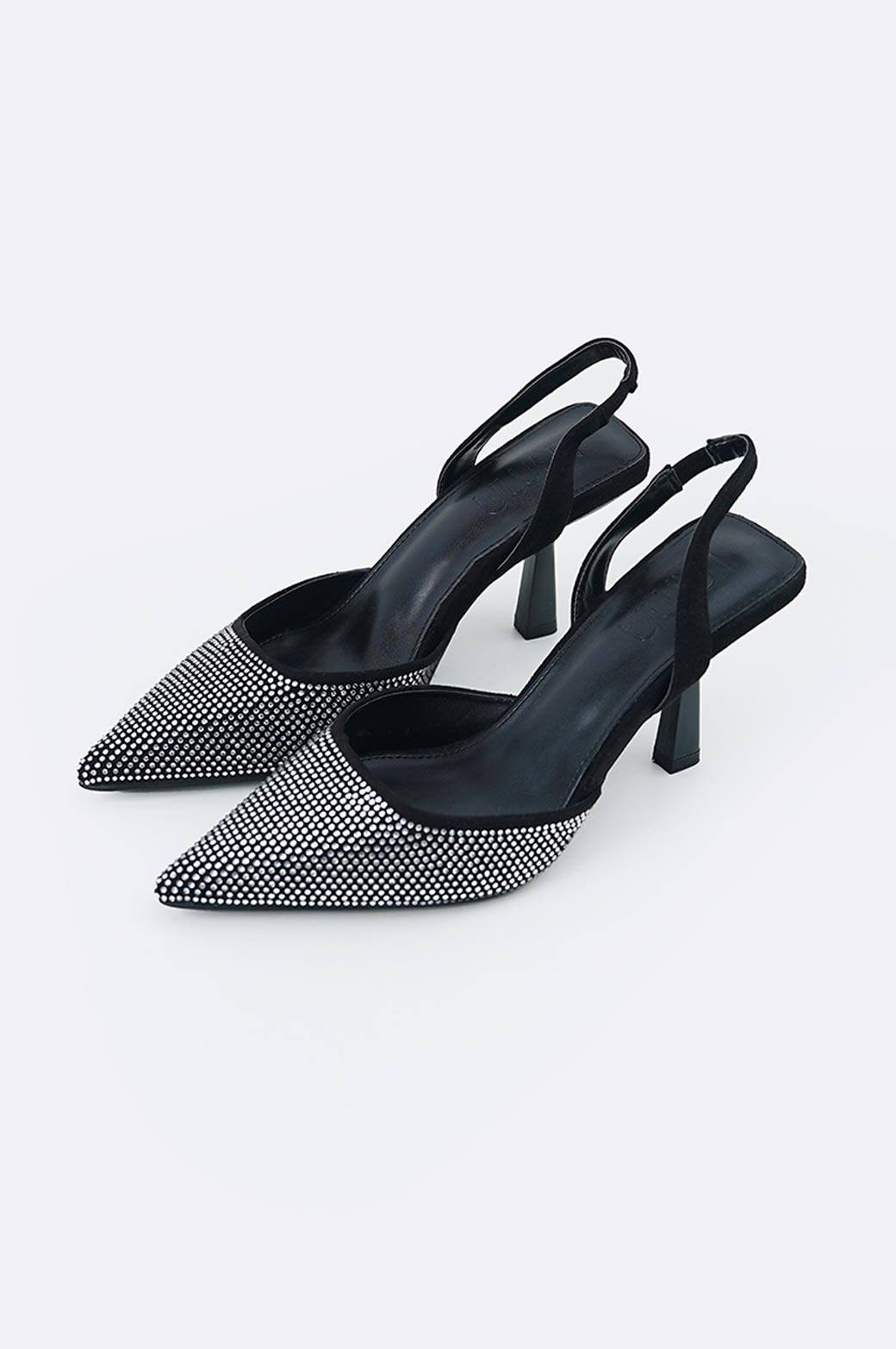 BLACK RHINESTONE HEEL