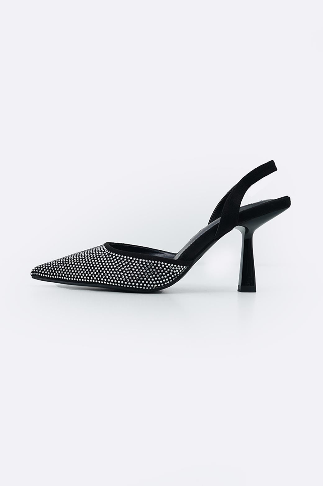 BLACK RHINESTONE HEEL